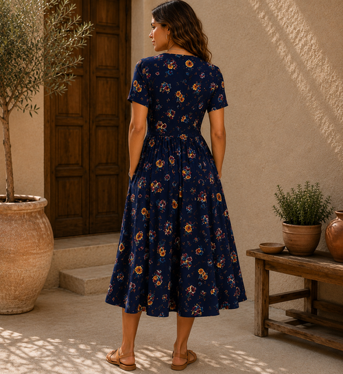 Alessia | Vestido midi floral escote V