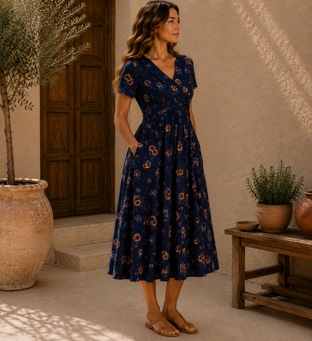 Alessia | Vestido midi floral escote V