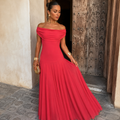 Serena | Vestido largo con escote Bardot