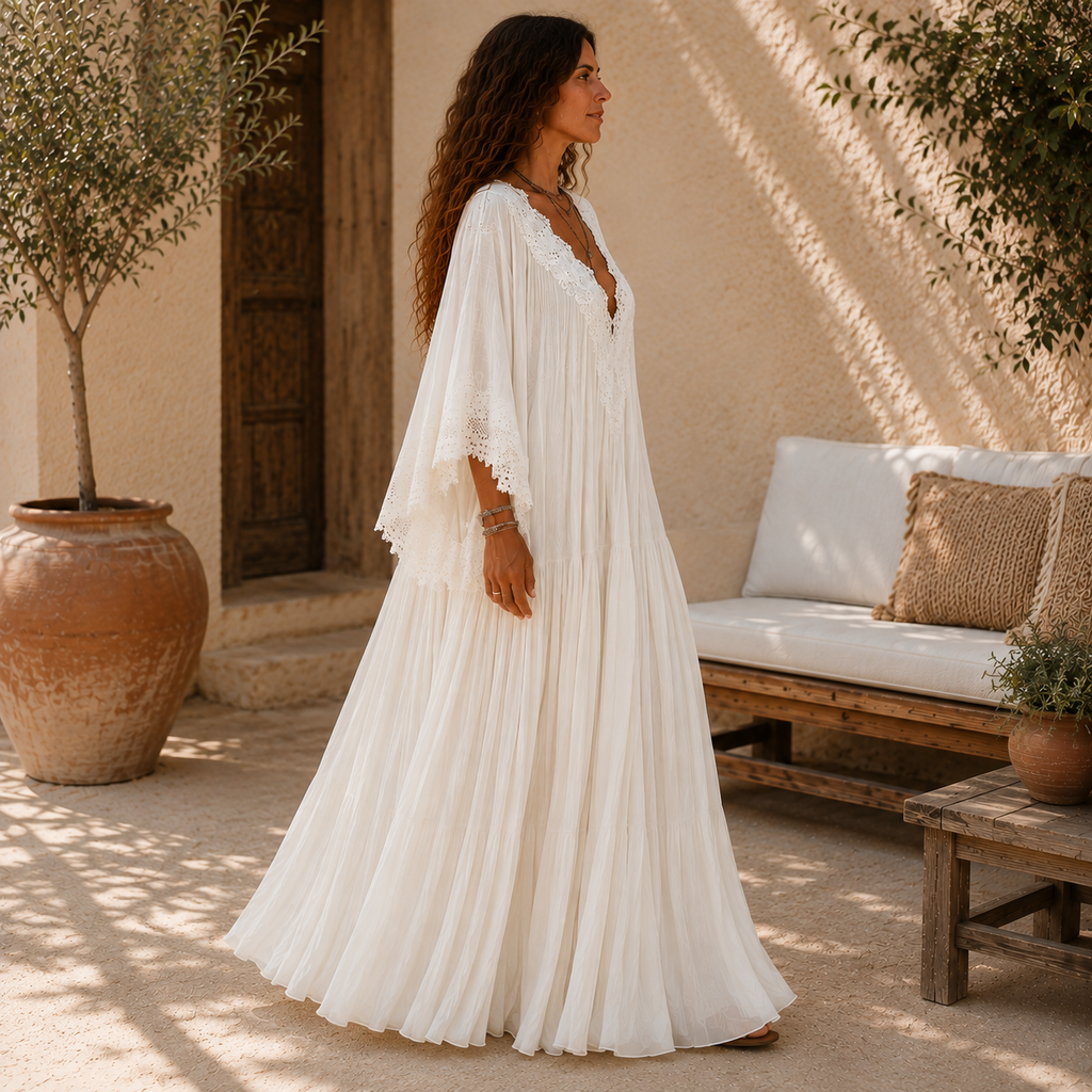 Isabela | Vestido Largo con Manga Murciélago