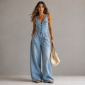 Vera | Mono Denim de Pierna Ancha
