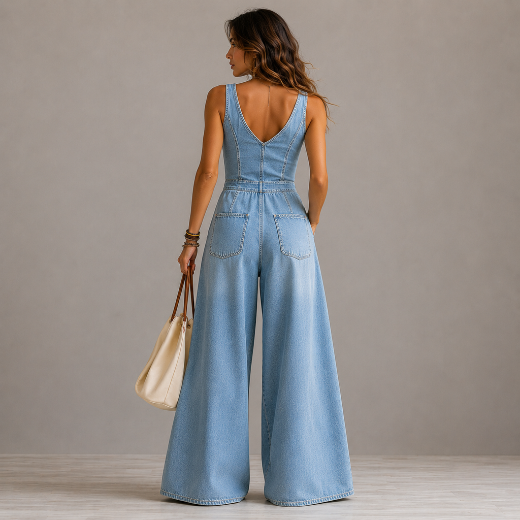 Vera | Mono Denim de Pierna Ancha