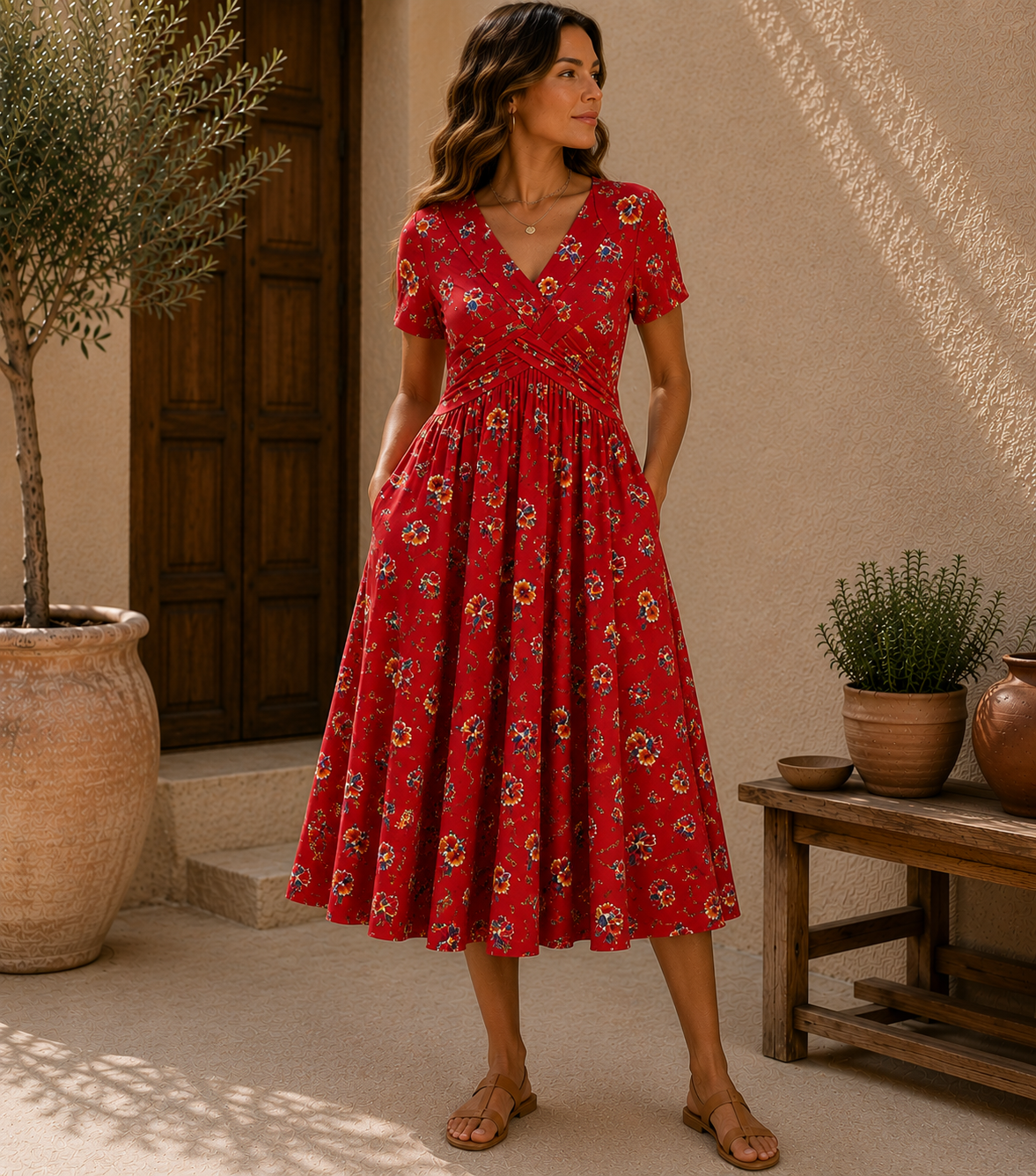 Alessia | Vestido midi floral escote V