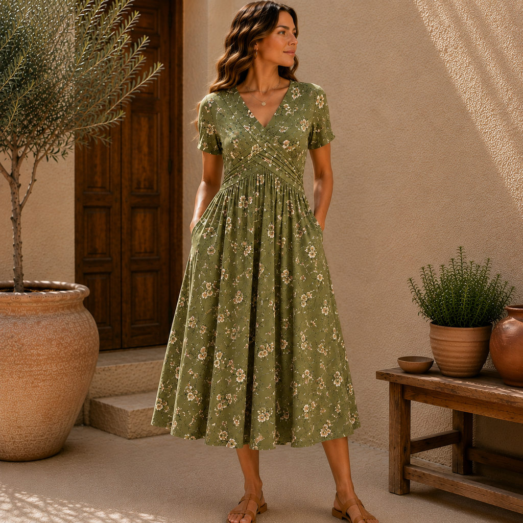Alessia | Vestido midi floral escote V
