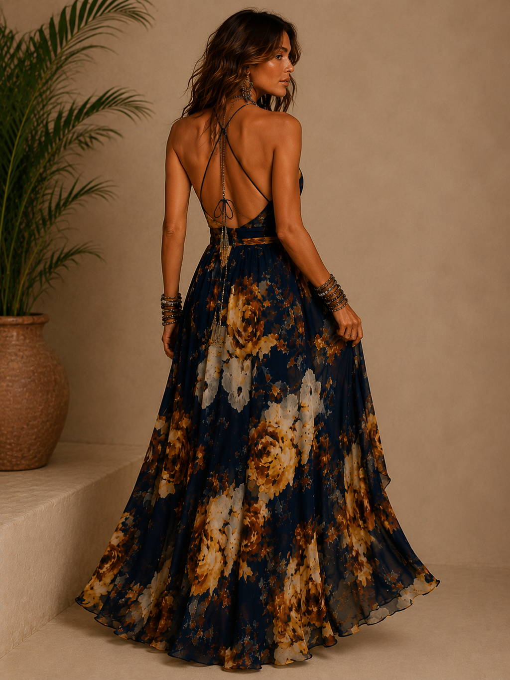 Liria | vestido largo floral con tirantes