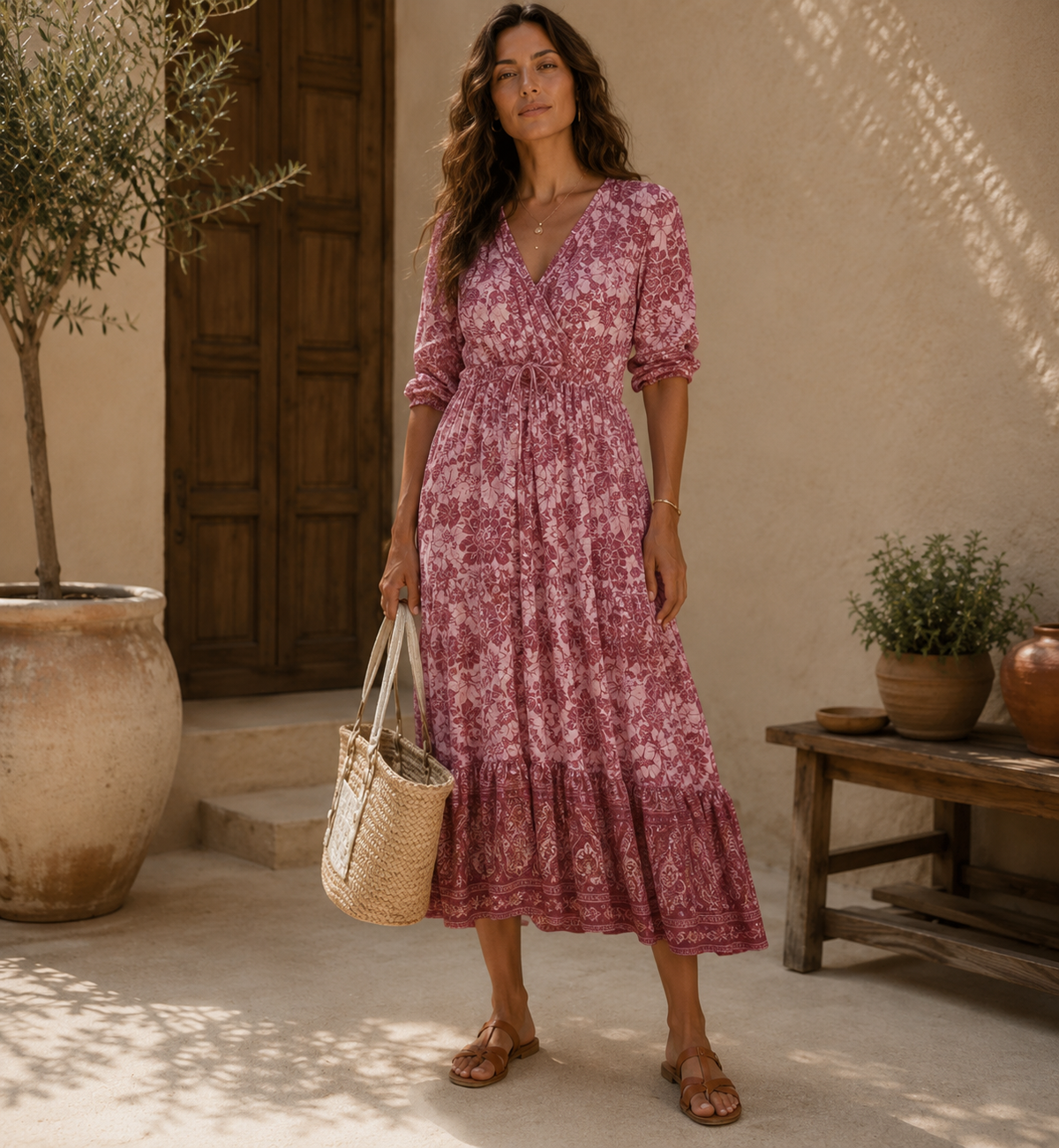 Valeria | vestido veraniego estampado floral con escote V