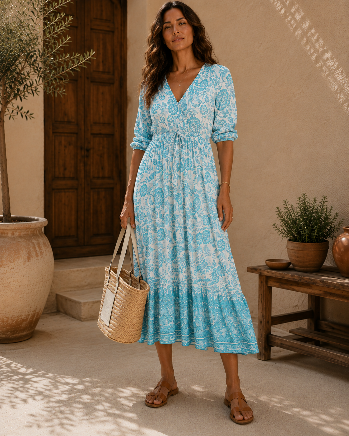 Valeria | vestido veraniego estampado floral con escote V