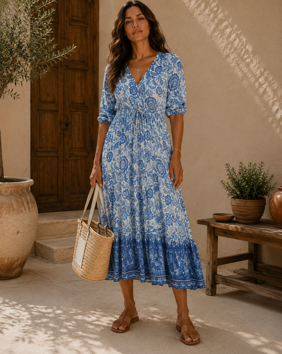 Valeria | vestido veraniego estampado floral con escote V